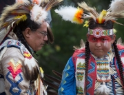 Dad and Son at Six Nations Powwow