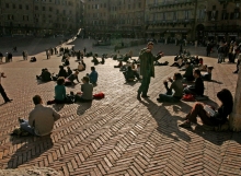 Students in Piazza del Campo, Siena